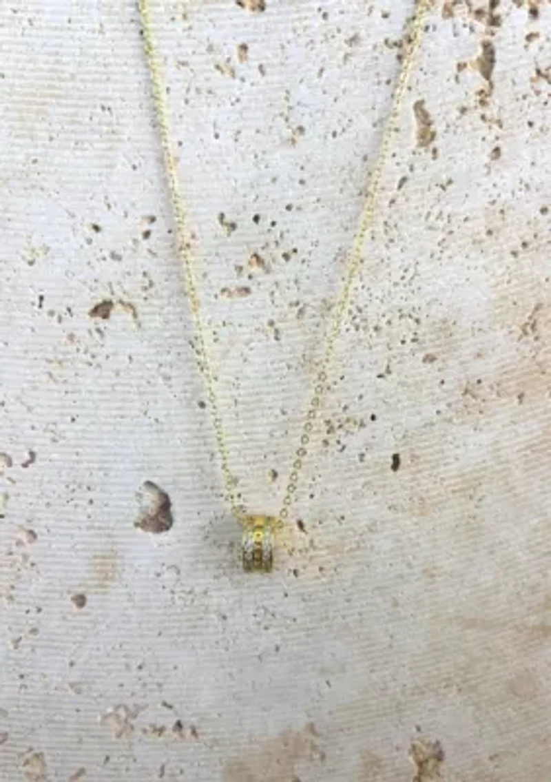 14k Gold Plated Mama-Engraved Ring Necklace