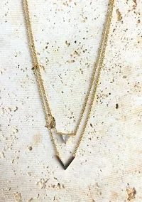18k Gold Plated Set of 2 Triangle CZ Pendant Necklaces