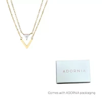 18k Gold Plated Set of 2 Triangle CZ Pendant Necklaces