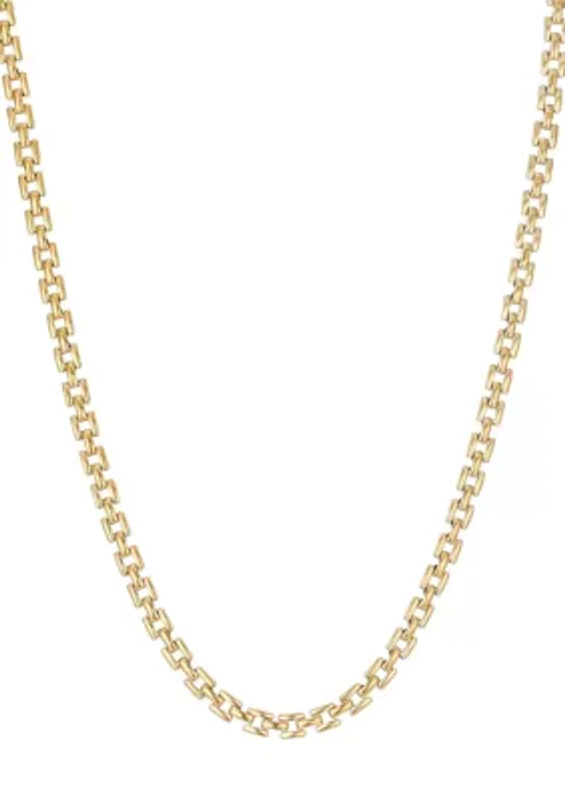 Tarnish Resistant 18k Gold Plated Grid Chain Necklace