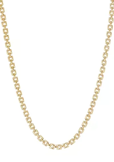 Tarnish Resistant 18k Gold Plated Grid Chain Necklace