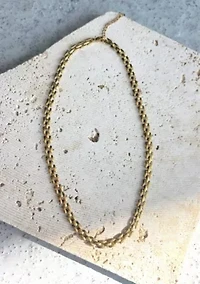 Tarnish Resistant 18k Gold Plated Grid Chain Necklace