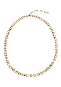 Tarnish Resistant 18k Gold Plated Grid Chain Necklace