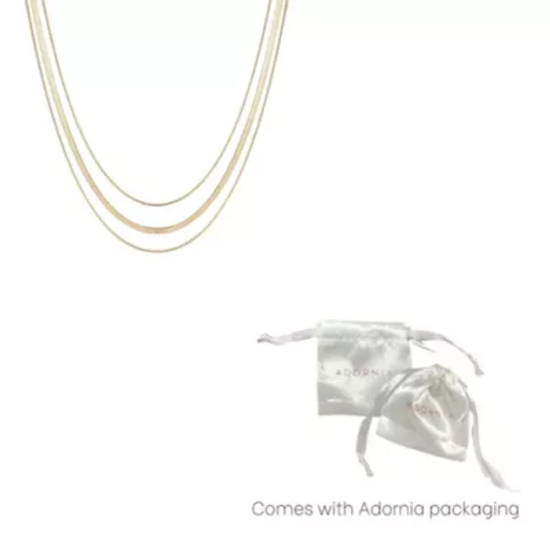 Tarnish Resistant 18k Gold Plated Layered Herringbone Necklace Set