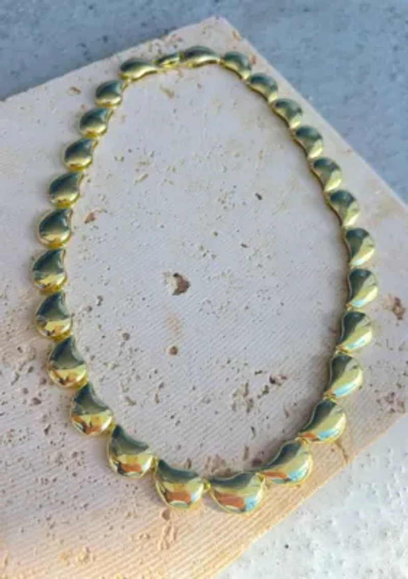 Gold Plated Teardrop Chain Necklace