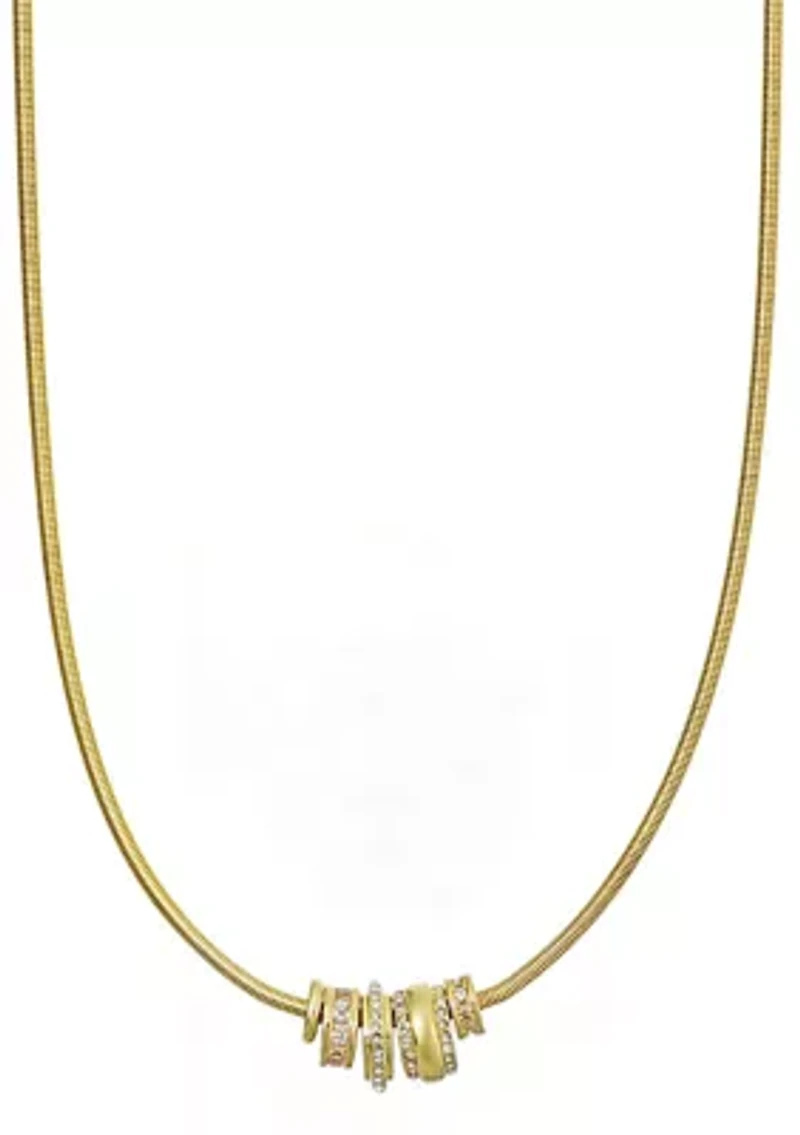 14k Gold Plated Sliding Rings Collar Necklace
