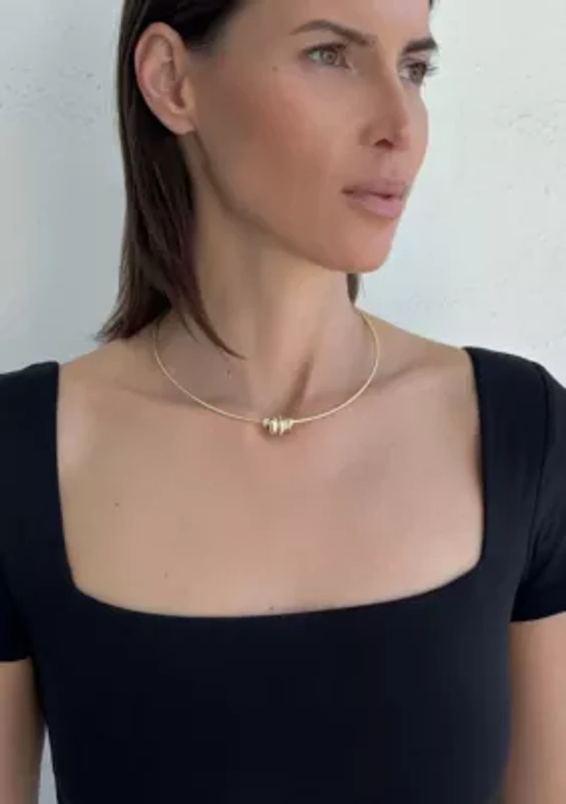 14k Gold Plated Sliding Rings Collar Necklace