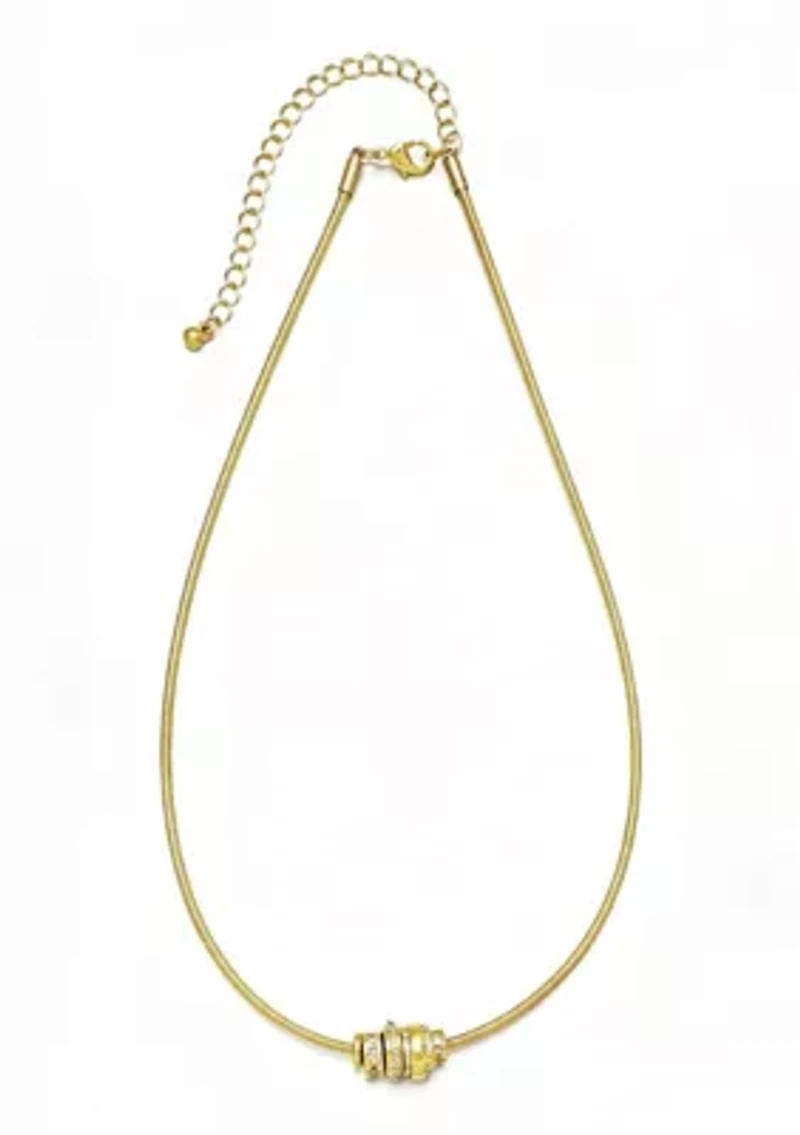 14k Gold Plated Sliding Rings Collar Necklace
