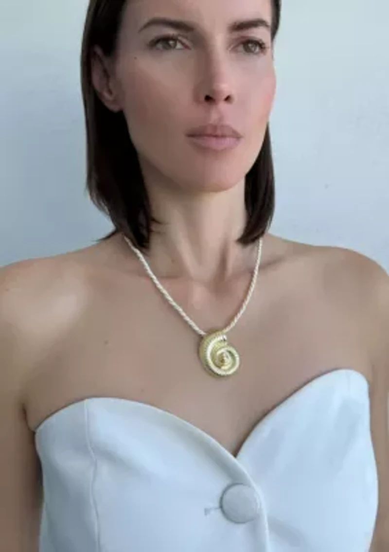 Gold Plated Shell on a Chord Necklace