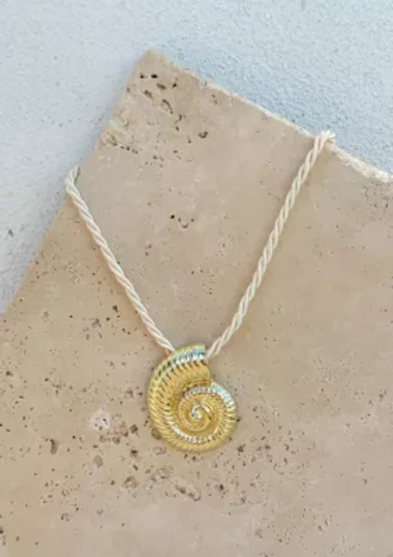 Gold Plated Shell on a Chord Necklace