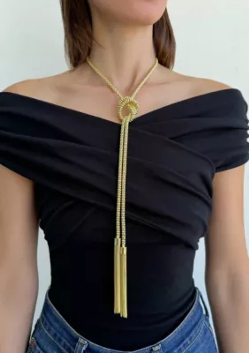 Gold Plated Tassel Wrap Necklace