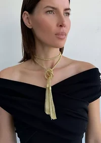 Gold Plated Tassel Wrap Necklace