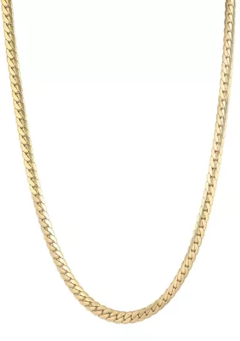 Tarnish Resistant 18k Gold Plated Flat Curb Chain Necklace