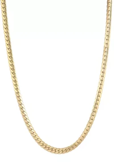 Tarnish Resistant 18k Gold Plated Flat Curb Chain Necklace