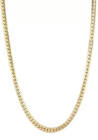 Tarnish Resistant 18k Gold Plated Flat Curb Chain Necklace