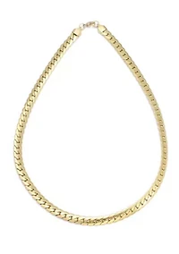 Tarnish Resistant 18k Gold Plated Flat Curb Chain Necklace