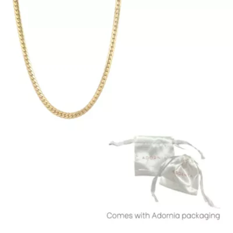 Tarnish Resistant 18k Gold Plated Flat Curb Chain Necklace