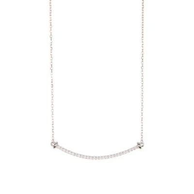 Rhodium Plated Crystal Curved Bar Necklace