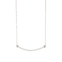 Rhodium Plated Crystal Curved Bar Necklace