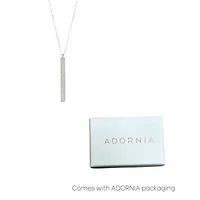 Rhodium Plated Crystal Bar Drop Necklace
