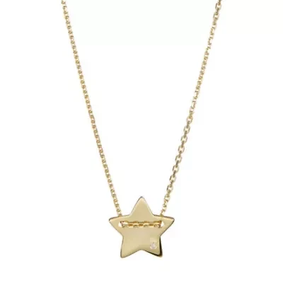 14k Gold Plated Diamond Star Charm Necklace