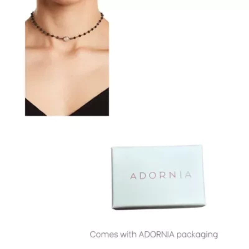 Moonstone and Black Spinel Rosary Choker Necklace