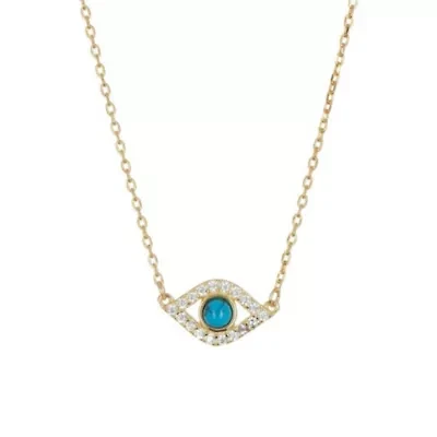 14k Gold Plated Evil Eye Charm Necklace