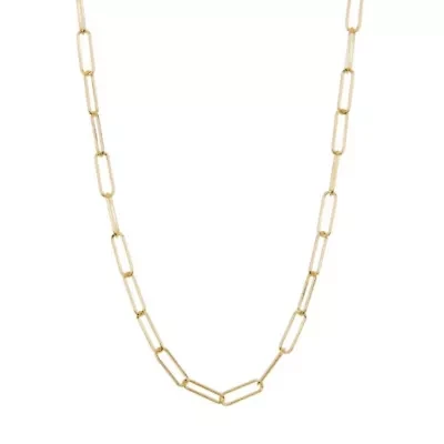 Tarnish Resistant Rhodium Plated Paper Clip Oval Link Layering Necklace
