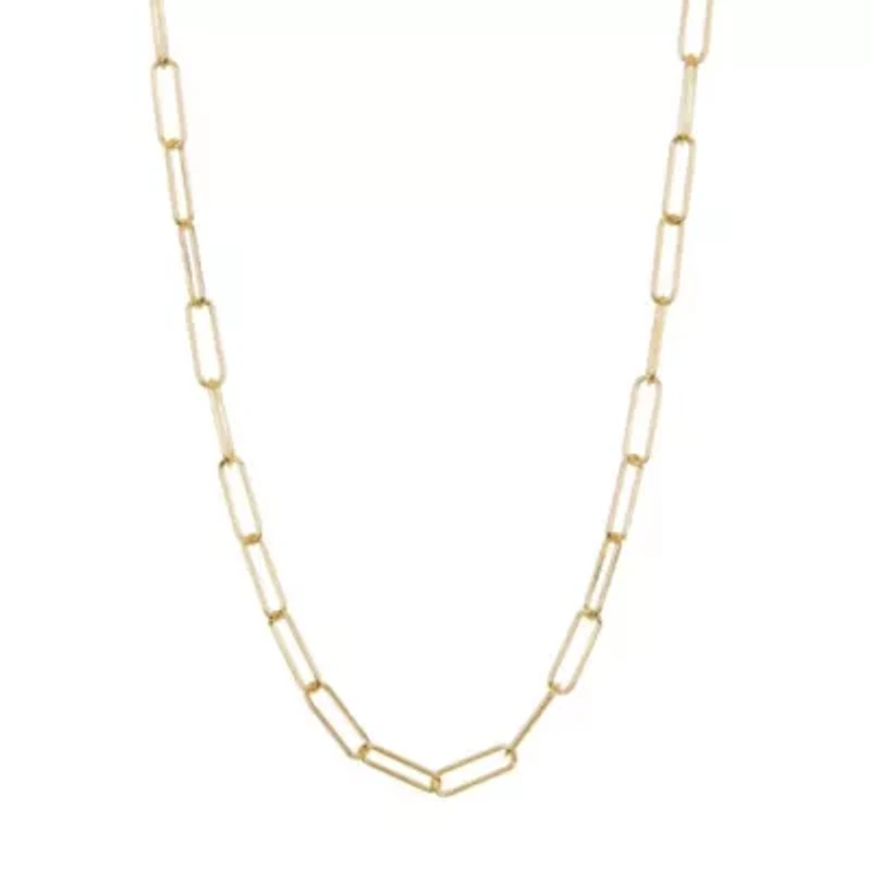 Tarnish Resistant 14k Gold Plated Paper Clip Oval Link Layering Necklace