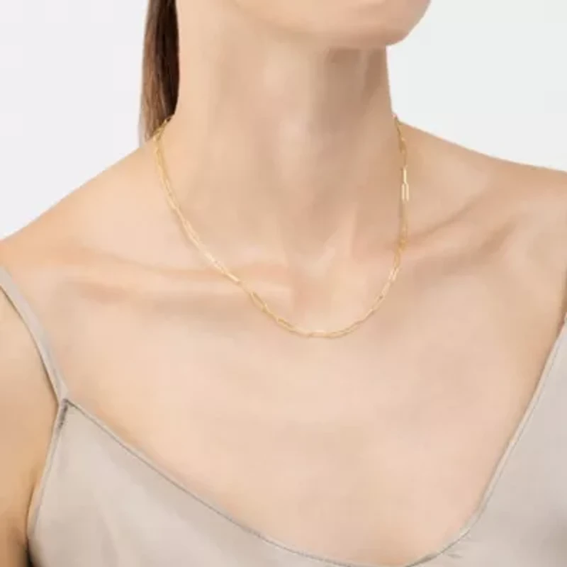 Tarnish Resistant 14k Gold Plated Paper Clip Oval Link Layering Necklace