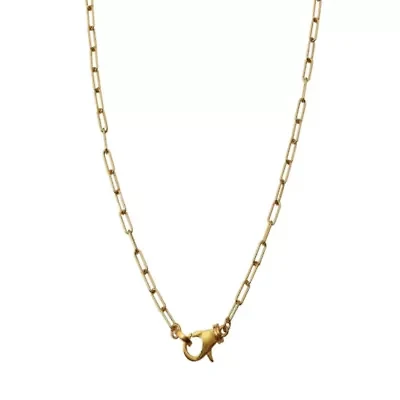 14k Gold Plated Lock Paper Clip Chain Necklace