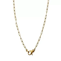 14k Gold Plated Lock Paper Clip Chain Necklace