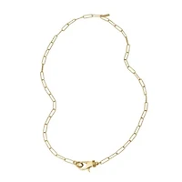 14k Gold Plated Lock Paper Clip Chain Necklace