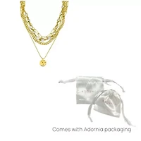 Messy Layered Necklace with Pebbled Charm gold