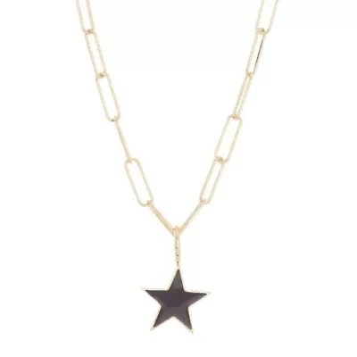 Enamel Star Paper Clip Chain Necklace gold