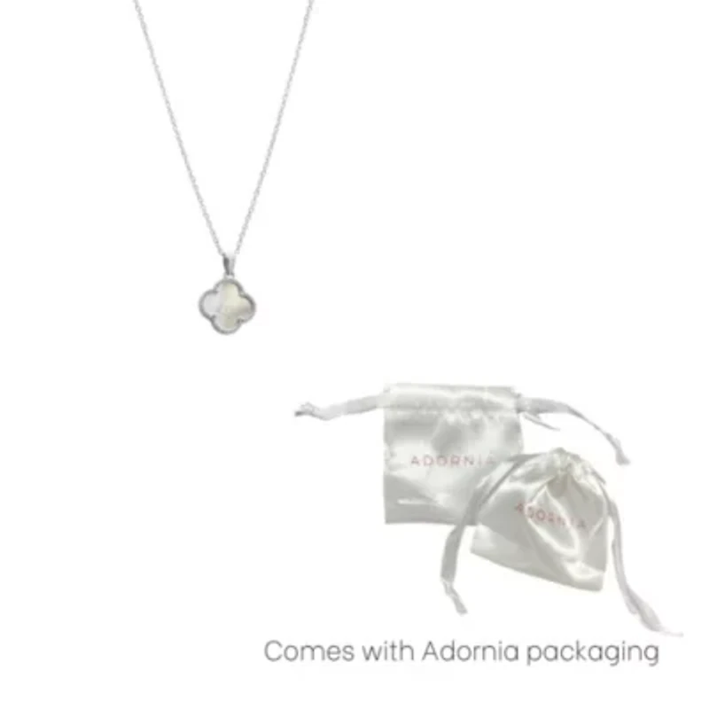 White Mother of Pearl Flower Necklace silver
