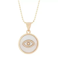 14k Gold Plated Mother of Pearl Evil Eye Pendant Necklace
