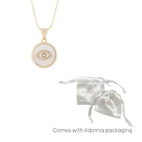14k Gold Plated Mother of Pearl Evil Eye Pendant Necklace