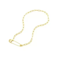 14k Gold Plated Safety Pin Paper Clip Chain Necklace