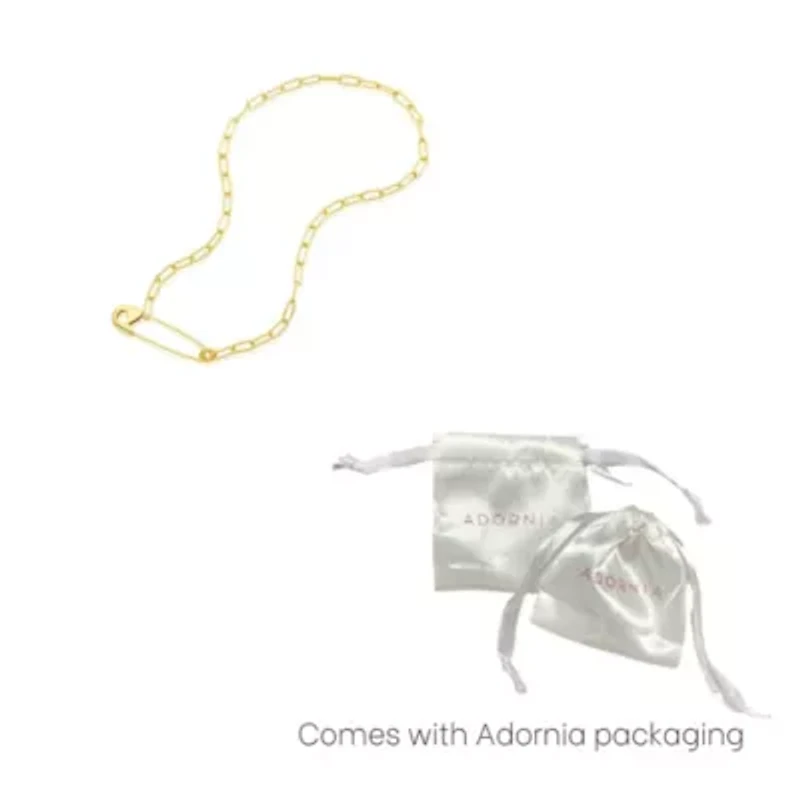14k Gold Plated Safety Pin Paper Clip Chain Necklace