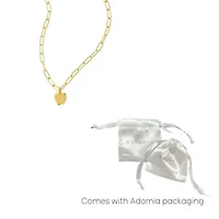 14k Gold Plated 25" Heart Charm Paper Clip Chain Necklace