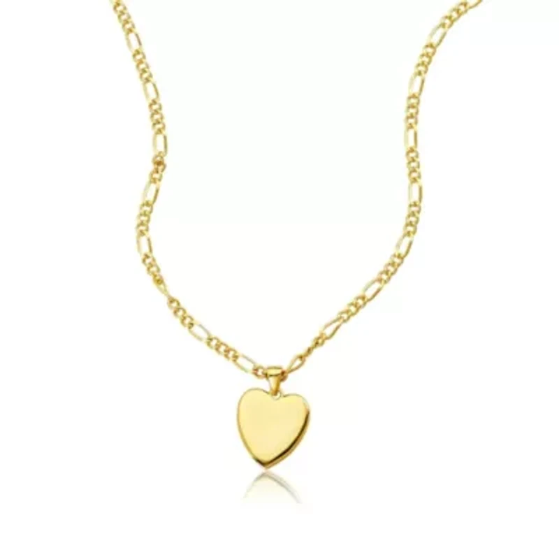 14k Gold Plated Figaro Chain Heart Necklace