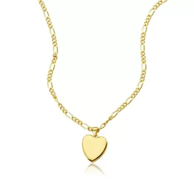 14k Gold Plated Figaro Chain Heart Necklace