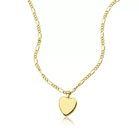 14k Gold Plated Figaro Chain Heart Necklace