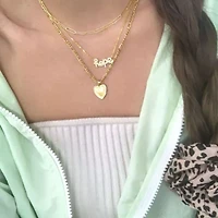 14k Gold Plated Figaro Chain Heart Necklace