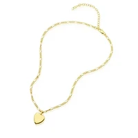 14k Gold Plated Figaro Chain Heart Necklace