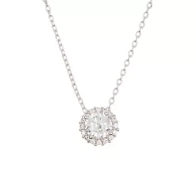 Rhodium Plated Crystal Floating Halo Necklace
