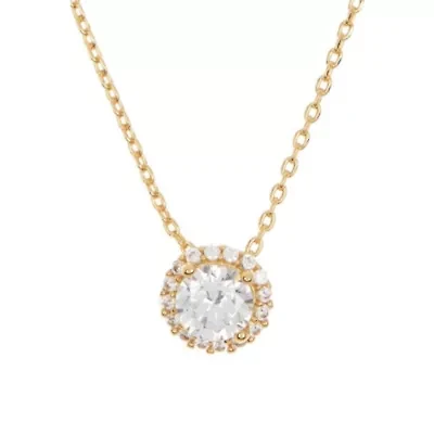 14k Gold Plated Crystal Floating Halo Necklace