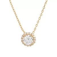 14k Gold Plated Crystal Floating Halo Necklace