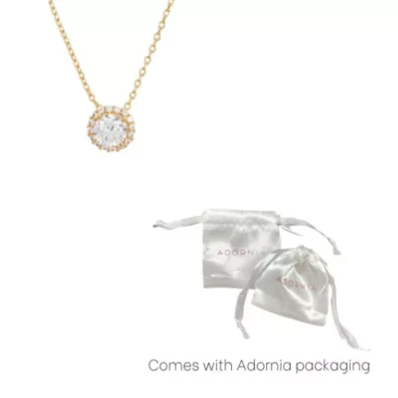 14k Gold Plated Crystal Floating Halo Necklace